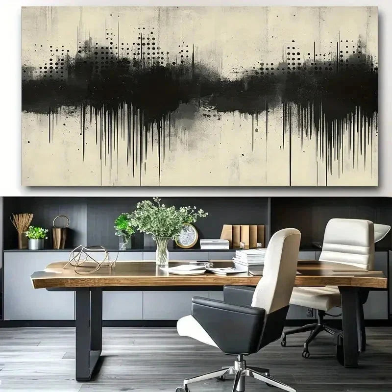 Bold Brush Strokes & Dots Wall Art Canvas Office Home Room Framed 120x60cm