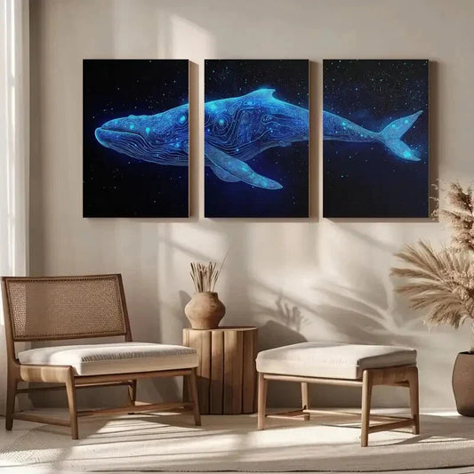 3pcs Abstract Whale Sea Animals Painting Metal Print Ready to Hang Art