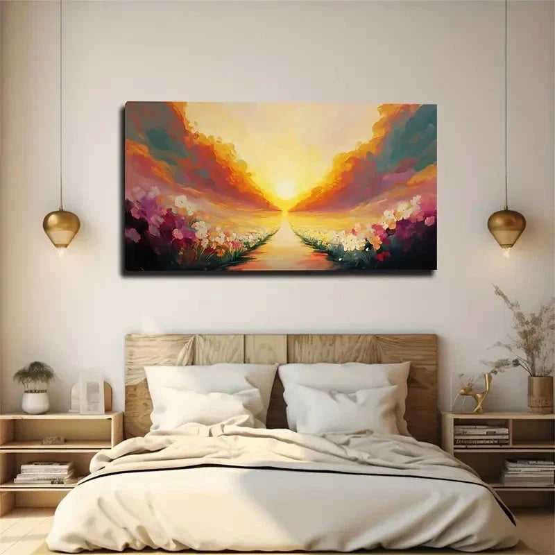 Vivid Style Flower Path Wall Art Canvas Office Home Room Framed 80x45cm