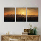 3pcs Urban Glow Sunset Cityscape Wall Art Set Canvas Framed 40x60cm - High Quality Print 100% Australian Made Wall Canvas Ready to Hang
