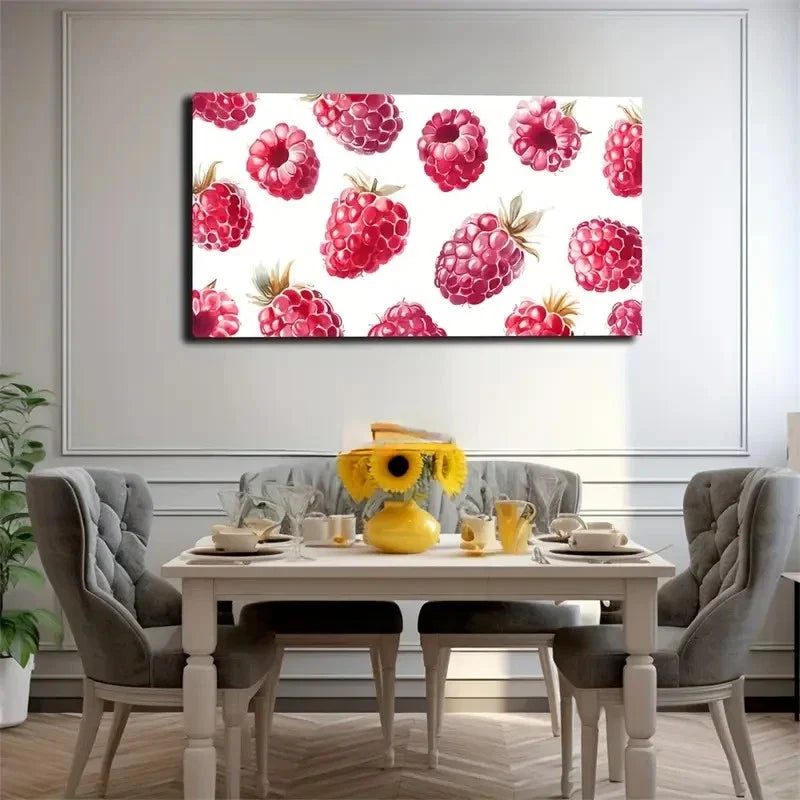 Life like Raspberry Decorative Wall Art Canvas Office Home Room Framed 120x60cm