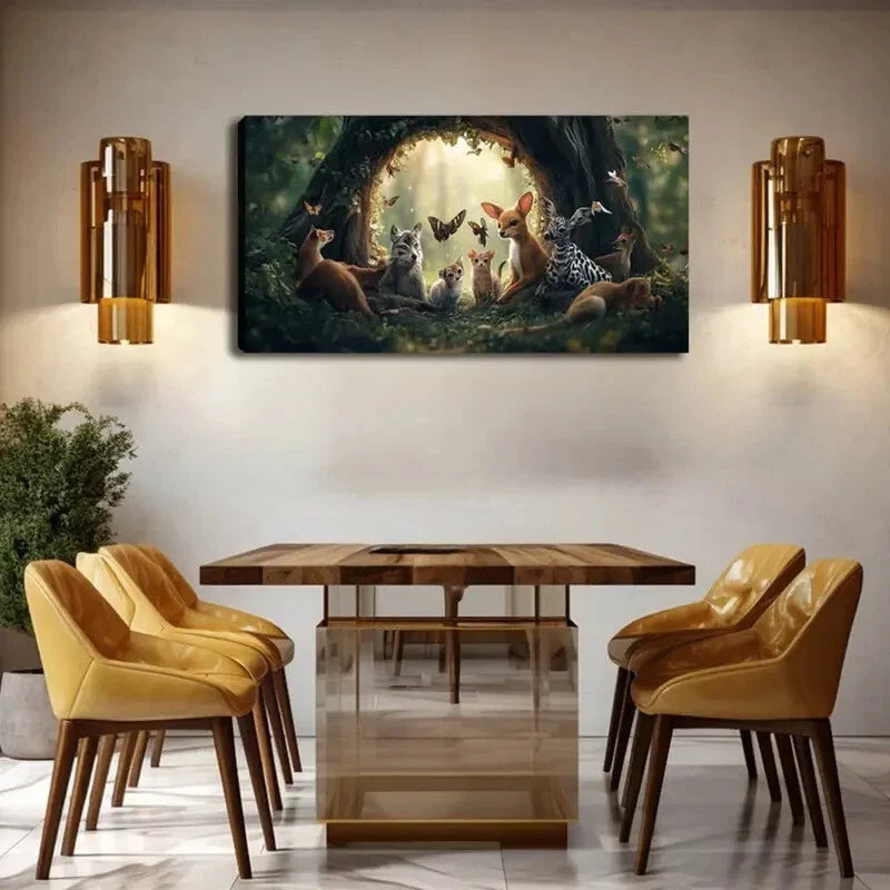 Majestic Wildlife Scene Nature Wall Art Canvas Office Home Room Framed 80x45cm