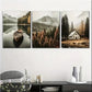3pcs Rural Farmhouse and Lake View Wall Art Set Canvas Framed 40x60cm - High Quality Print 100% Australian Made Wall Canvas Ready to Hang