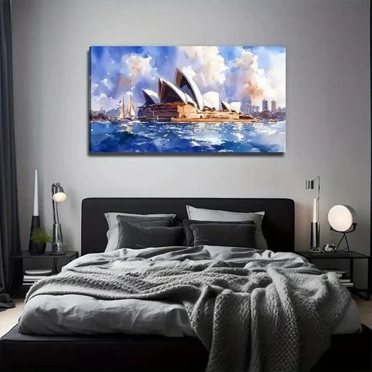 Vibrant Sydney Opera House Wall Art Canvas Office Home Room Framed 120x60cm