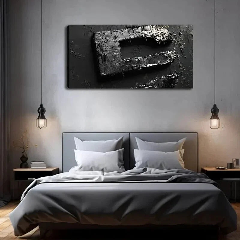 Textured Black and White Design Wall Art Canvas Office Home Room Framed 120x60cm