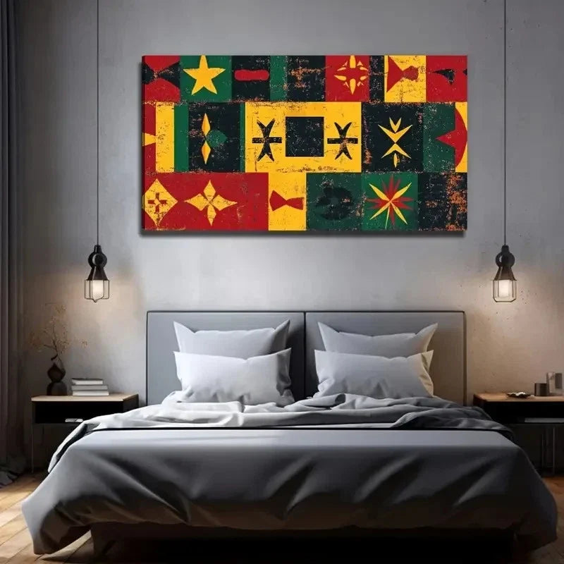 Aesthetic Decor Tribal Pattern Wall Art Canvas Office Home Room Framed 120x60cm
