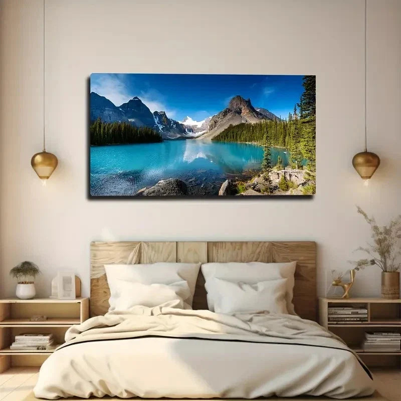 Distant Mountains Suitable Wall Art Canvas Office Home Room Framed 120x60cm