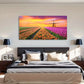 Vibrant Tulip Sea & Sunrise Wall Art Canvas Office Home Room Framed 120x60cm