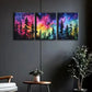 3pcs Colorful Night Sky Forest Painting Perfect Wall Art Set Canvas Framed 40x60cm - High Quality Print 100% Australian Made Wall Canvas Ready to Hang