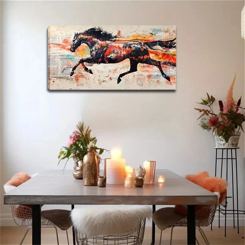 Black Silhouette with Vibrant Wall Art Canvas Office Home Room Framed 80x45cm