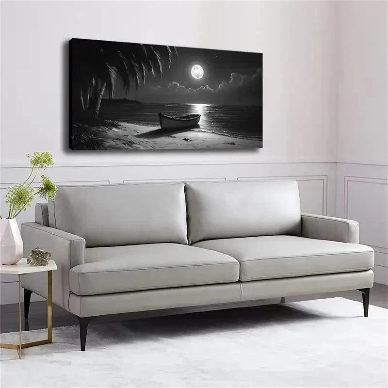 Sea Of Palm Trees On The Beach Wall Art Canvas Office Home Room Framed 120x60cm