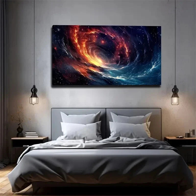 Surreal Galaxy Dreamlike Blue Wall Art Canvas Office Home Room Framed 120x60cm