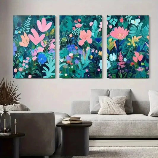 3pcs Colorful Floral Vibrant Botanical Metal Print Ready to Hang Art