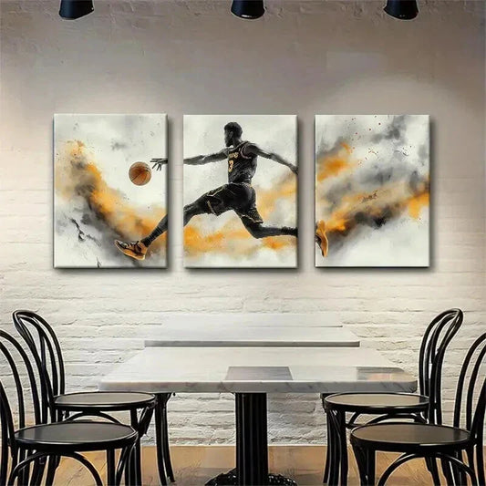 3pcs Basketball Player Action Poster Perfect Wall Art Set Canvas Framed 40x60cm - High Quality Print 100% Australian Made Wall Canvas Ready to Hang