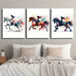 3pcs Girl Knights on Horseback Wall Art Set Canvas Framed 40x60cm - High Quality Print 100% Australian Made Wall Canvas Ready to Hang