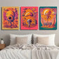 3pcs Vibrant Alien Spaceships & Space-Themed Wall Art Set Canvas Framed 40x60cm - High Quality Print 100% Australian Made Wall Canvas Ready to Hang