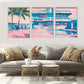 3pcs Miami Art Deco Style Model Metal Print Ready to Hang Art