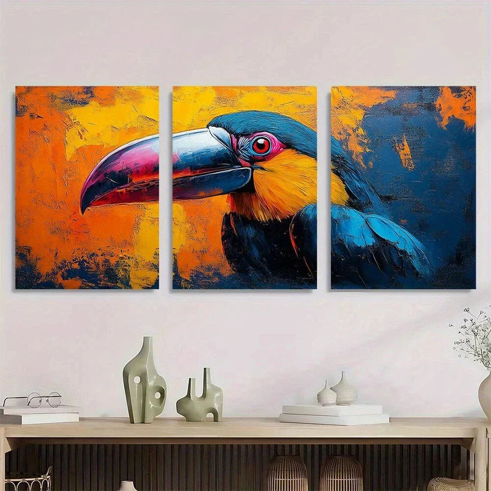 3pcs Colorful Animal Bird Funny Metal Print Ready to Hang Art