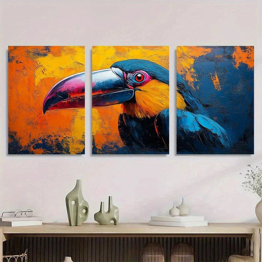 3pcs Colorful Animal Bird Funny Metal Print Ready to Hang Art