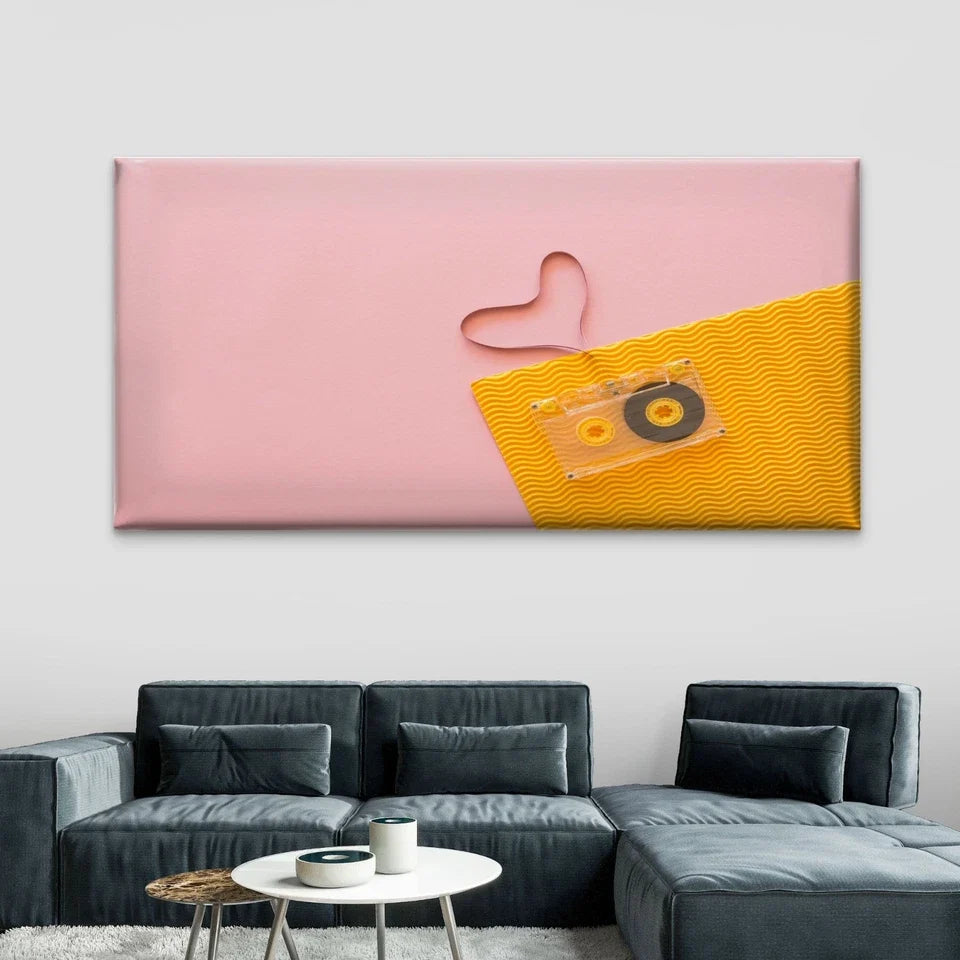 Music Concept With Casette Wall Art Canvas Office Home Room Framed 80x45cm