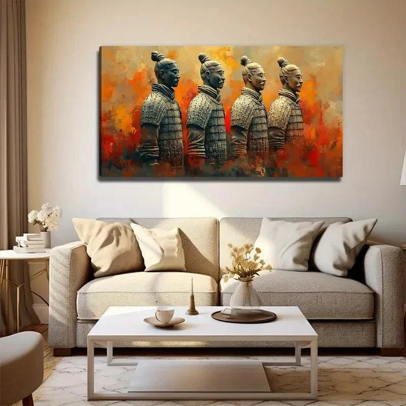 Perfect Terracotta Warriors Wall Art Canvas Office Home Room Framed 120x60cm