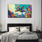Dynamic Flying Bunny City Wall Art Canvas Office Home Room Framed 80x45cm
