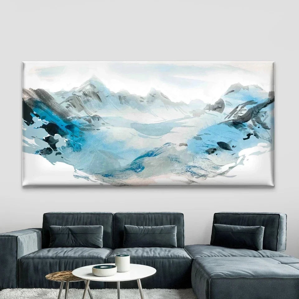 Blue Mountains Landscape Wall Art Canvas Office Home Room Framed 80x45cm