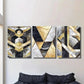 3pcs Marble Texture and Golden Geometric Wall Art Set Canvas Framed 40x60cm - High Quality Print 100% Australian Made Wall Canvas Ready to Hang