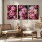 3pcs Dark Moody Peony Bold Botanical Floral Metal Print Ready to Hang Art'