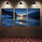 3pcs Sunset on Beautiful Fjord Metal Print Ready to Hang Art