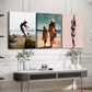 3pcs Fashion Artistic Vibrant Beach Scene Ladies Wall Art Set Canvas Framed 40x60cm - High Quality Print 100% Australian Made Wall Canvas Ready to Hang