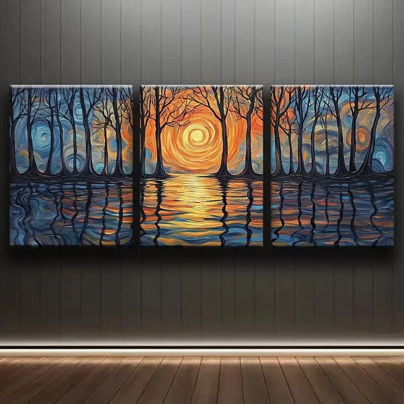 3pcs Abstract Ripple Reflections Shine Nature Wall Art Set Canvas Framed 40x60cm - High Quality Print 100% Australian Made Wall Canvas Ready to Hang