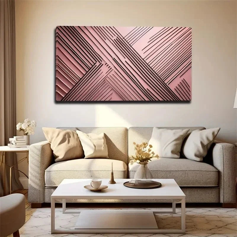 Pink Background Wall Art Canvas Office Home Room Framed 80x45cm