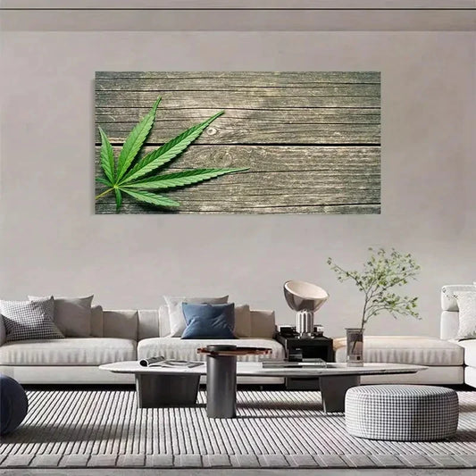 Green Leaf Design Nordic Wall Art Canvas Office Home Room Framed 120x60cm