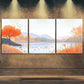 3pcs Autumn Landscape Vibrant Orange Perfect Wall Art Set Canvas Framed 40x60cm - High Quality Print 100% Australian Made Wall Canvas Ready to Hang