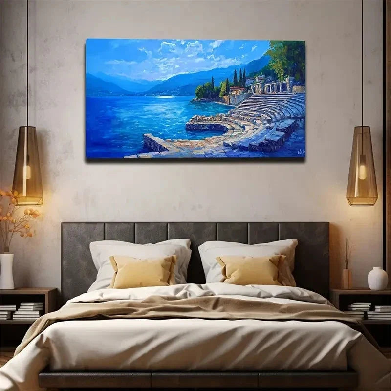 Vivid Style Sea View Table Wall Art Canvas Office Home Room Framed 120x60cm