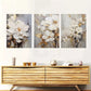 3pcs Abstract White Floral Canvas Framed 40x60cm - High Quality Print 100% Australian Made Wall Canvas Ready to Hang