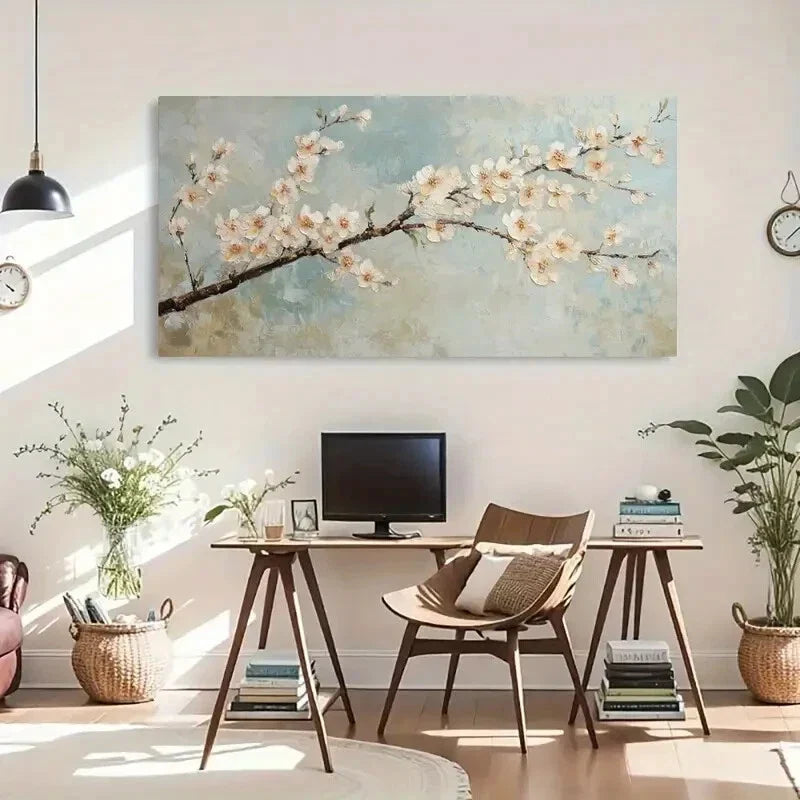 Cherry Blossom Spring Floral Wall Art Canvas Office Home Room Framed 120x60cm