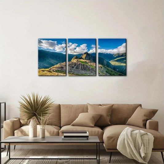 3pcs Beautiful Scenery Over View Above Lost City Metal Print Ready to Hang Art