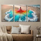 3pcs Beautiful Woman Art in Beach Wave Dress Wall Art Set Canvas Framed 40x60cm - High Quality Print 100% Australian Made Wall Canvas Ready to Hang