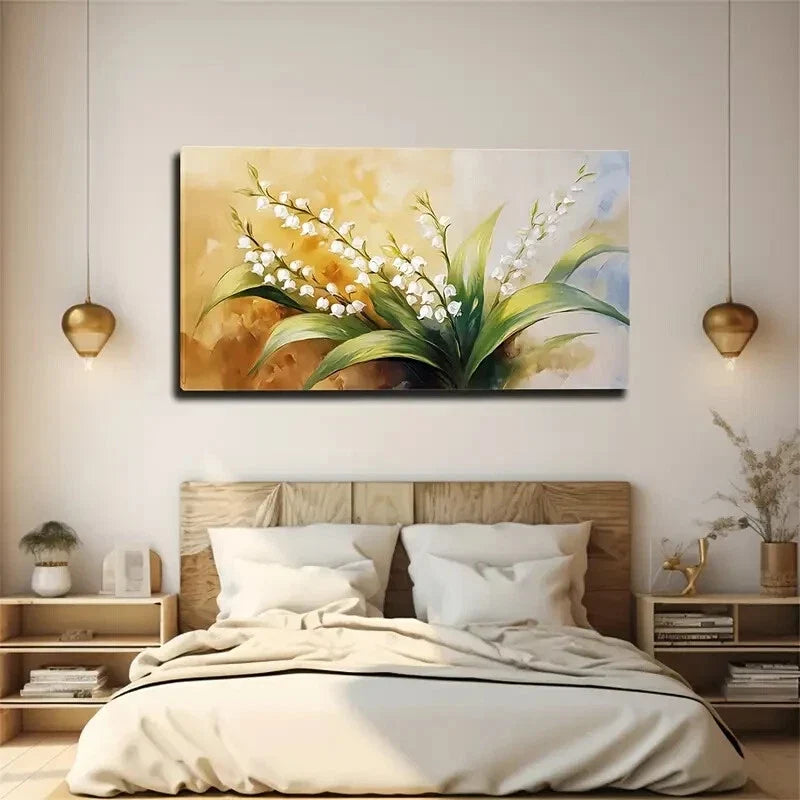 Bloom with Emerald Green Leaves Wall Art Canvas Office Home Room Framed 120x60cm