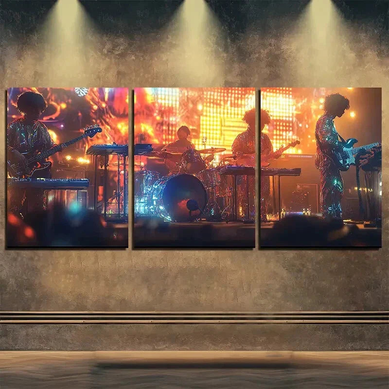 3pcs Music Colorful Singer Light Rock Perfect Wall Art Set Canvas Framed 40x60cm - High Quality Print 100% Australian Made Wall Canvas Ready to Hang