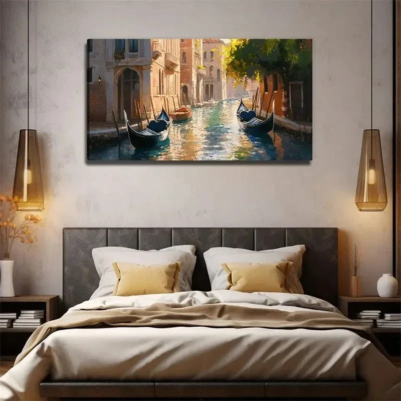 Vibrant Boat Watercourse Wall Art Canvas Office Home Room Framed 120x60cm