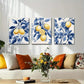 3pcs Lemon and Blue Leaf Yellow Lemon Perfect Wall Art Set Canvas Framed 40x60cm - High Quality Print 100% Australian Made Wall Canvas Ready to Hang