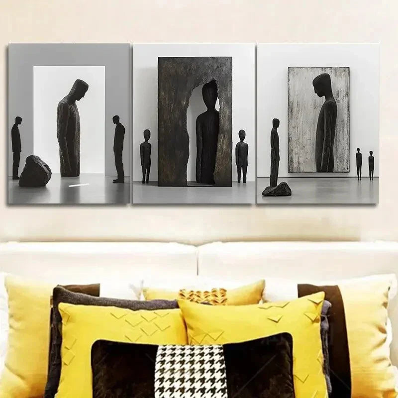 3pcs Exhibition Hall Art Deco Metal Print Ready to Hang Art