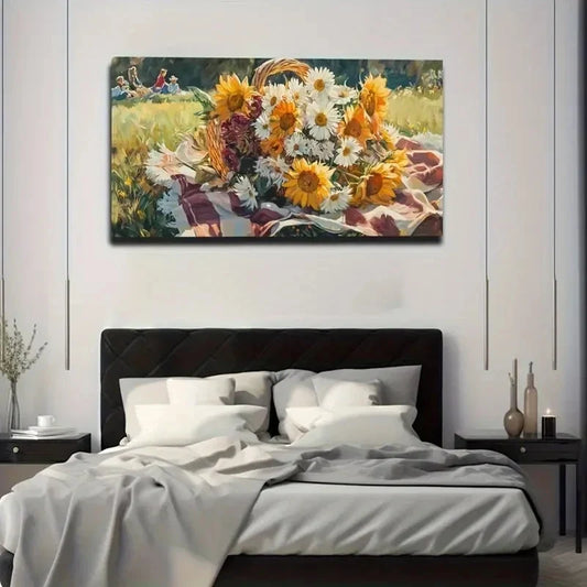 Sunflower Vibrant Floral Décor Wall Art Canvas Office Home Room Framed 80x45cm