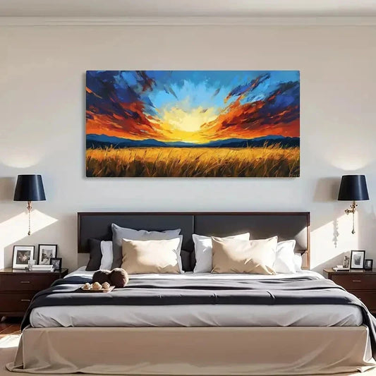 Vibrant Sunset Landscape Wall Art Canvas Office Home Room Framed 120x60cm