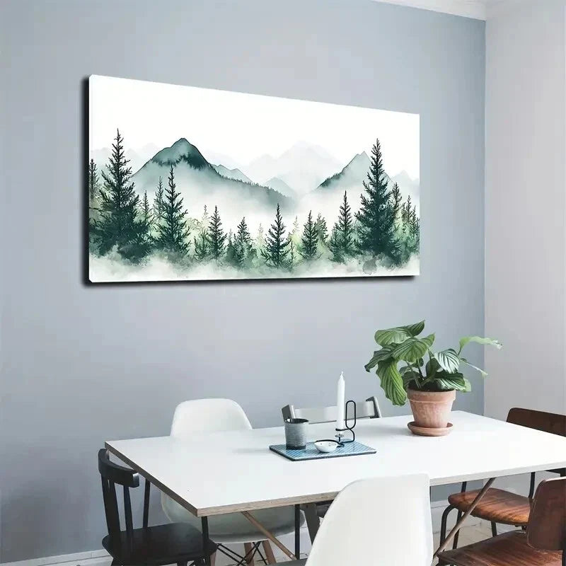 Watercolor Mountain Landscape Wall Art Canvas Office Home Room Framed 120x60cm