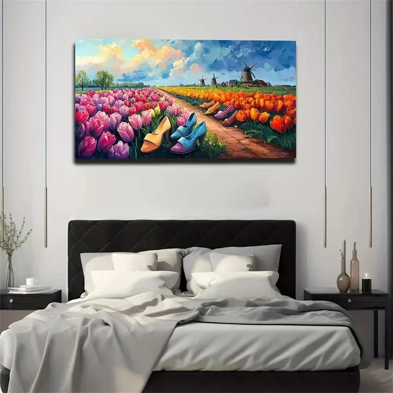 High Heels And Tulip Wall Art Canvas Office Home Room Framed 80x45cm