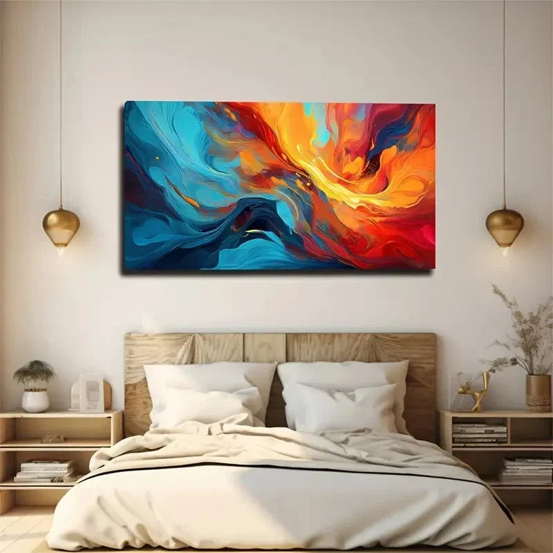 Mixed Pigments Abstract Wall Art Canvas Office Home Room Framed 120x60cm